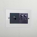 Clear Usb A+C Fast Charge And Tv Aerial Socket Black