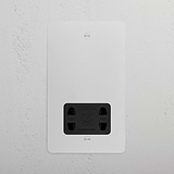 Black paintable shaver socket with dual voltage, designed for 2G Sockets & Modules installation.