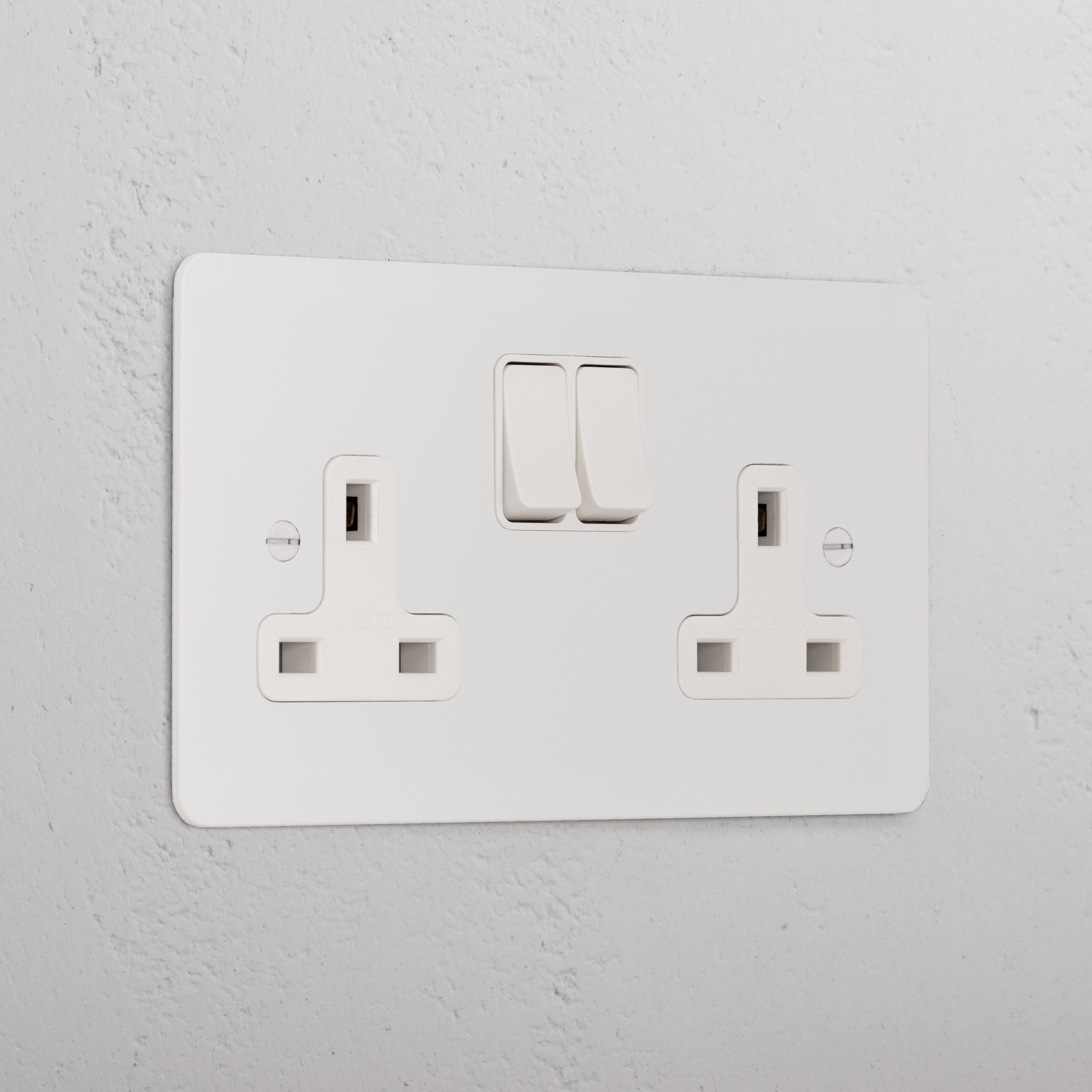 Double Socket UK _ Paintable White