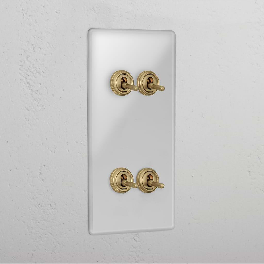 4G Vertical Two Way Toggle Switch - Clear Antique Brass 