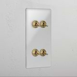 4G Vertical Two Way Toggle Switch - Clear Antique Brass 
