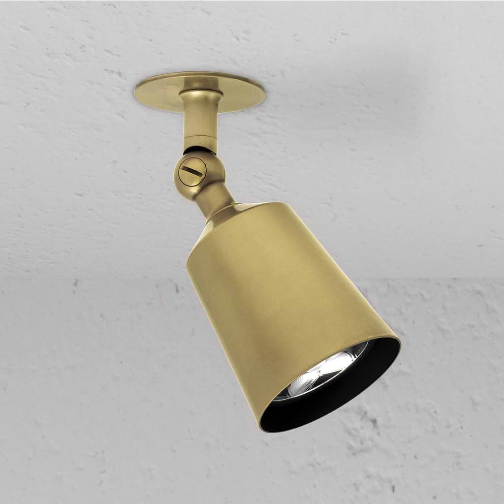 Antique Brass Designer Perryn Single Spotlight On White Background