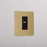 Luxury Antique Brass Usb A+C Socket Black