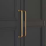 Two Antique Brass Cupboard Furniture Handle On Black Cupboard