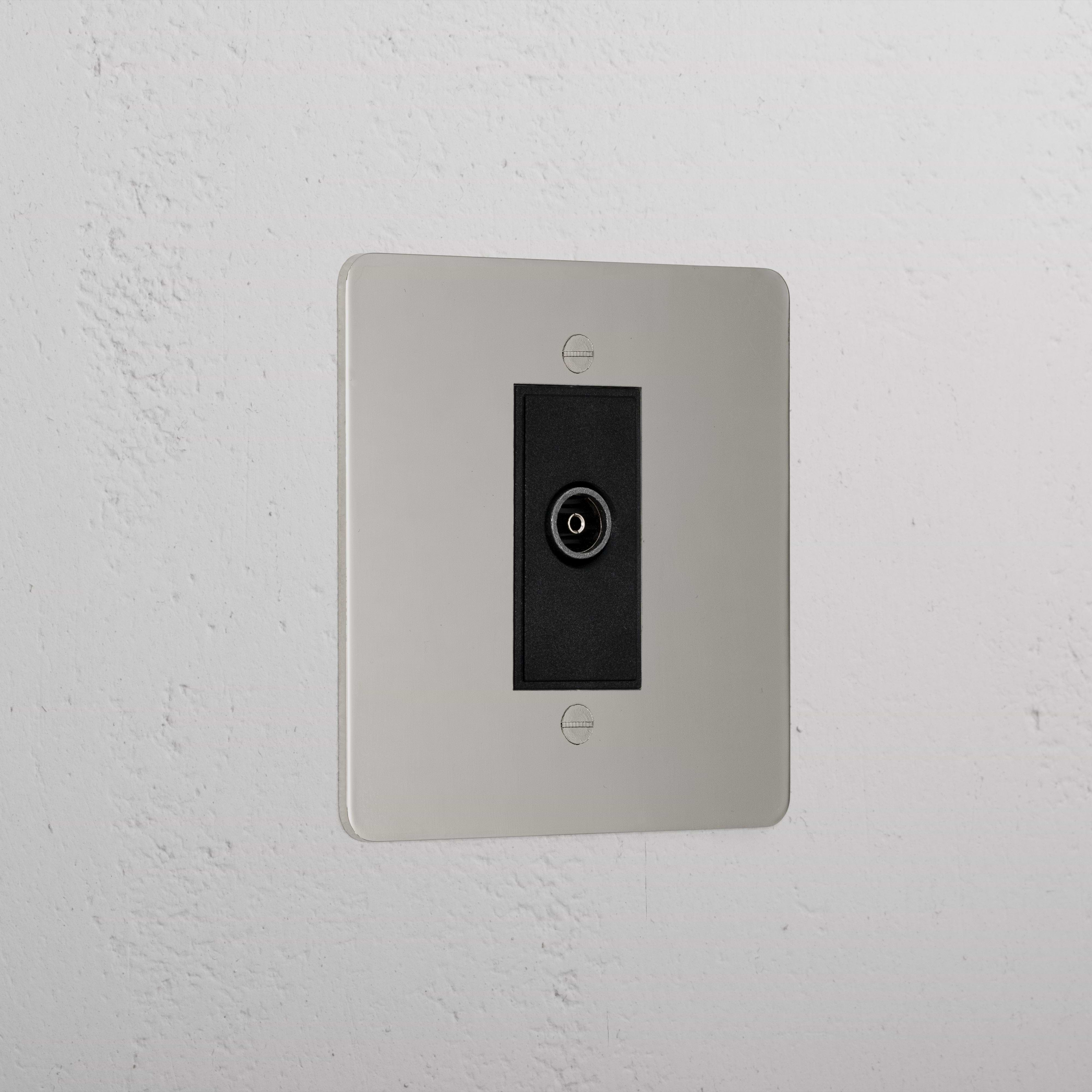 Designer Polished Nickel Tv Outlet Socket Black