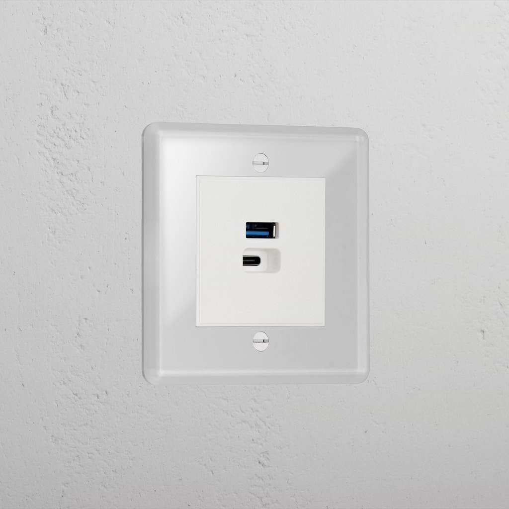 Clear Usb A+C Fast Charge Elegant Socket White