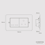 13A Socket + USB A+C Fast Charge - Antique Brass White