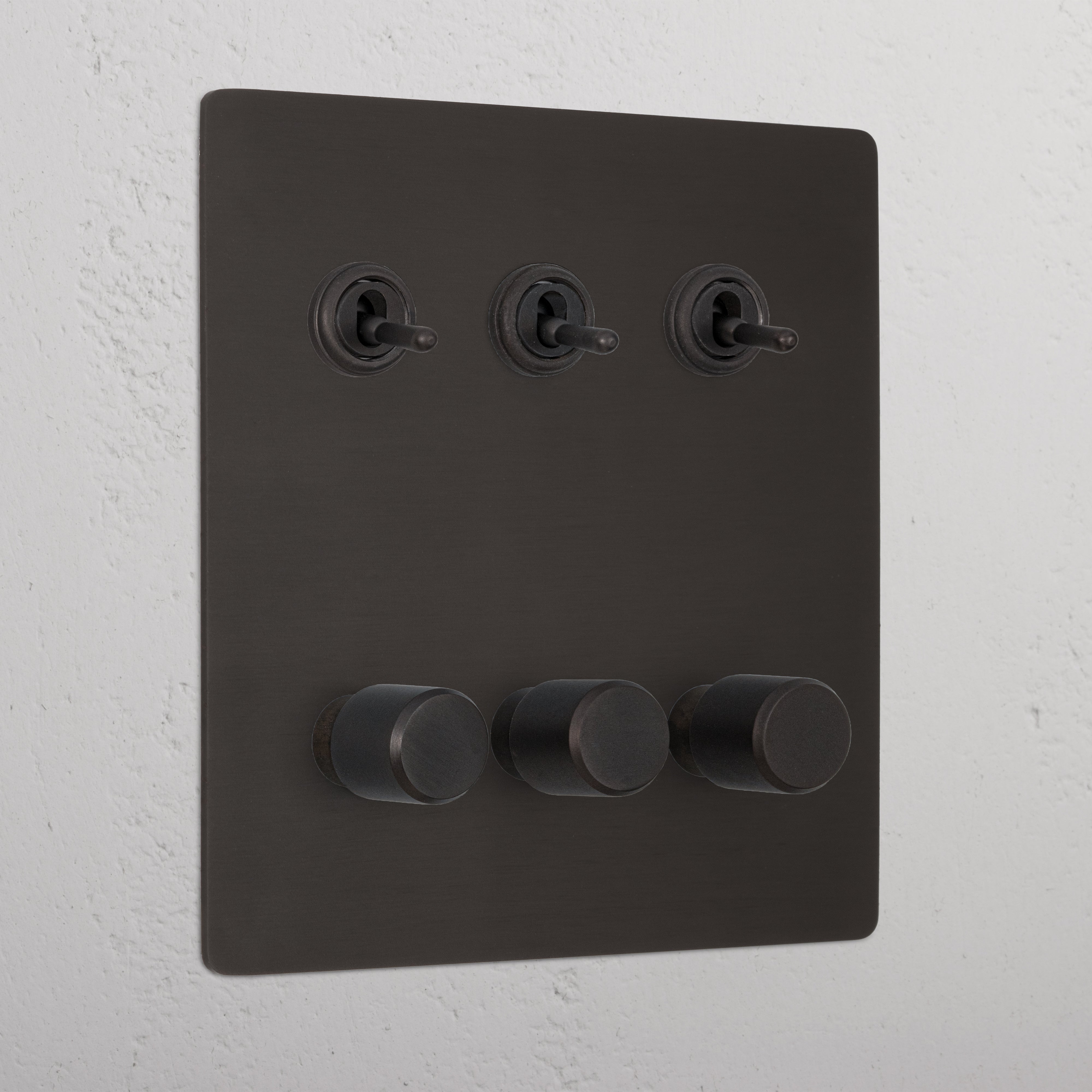 Bronze 6 Gang Mixed Rustic Light Switch