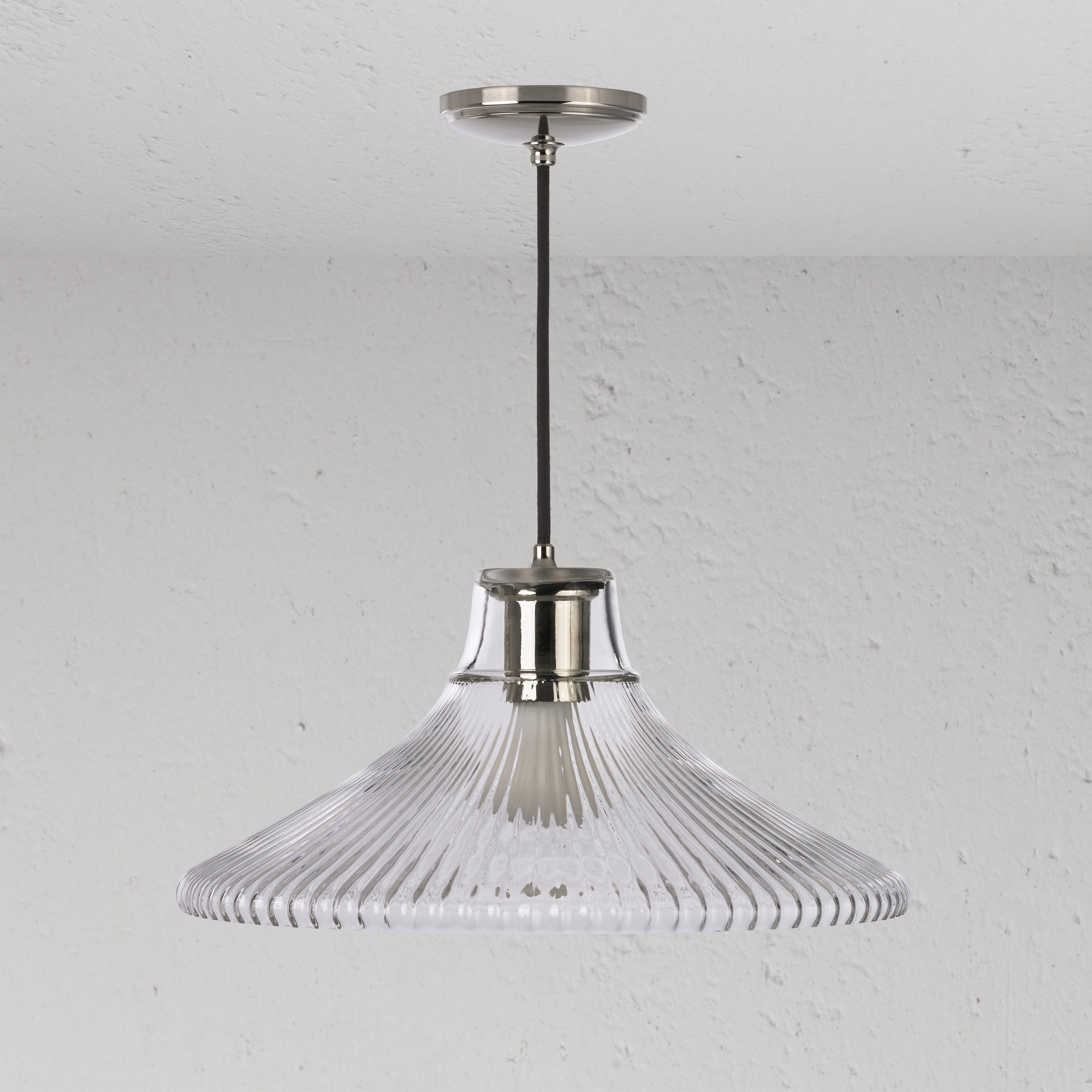 Hammersmith Large Pendant Light Fluted Glass - Polished Nickel