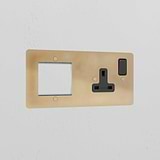 1G 50mm Module & Single Socket Uk Plate - Antique Brass Black