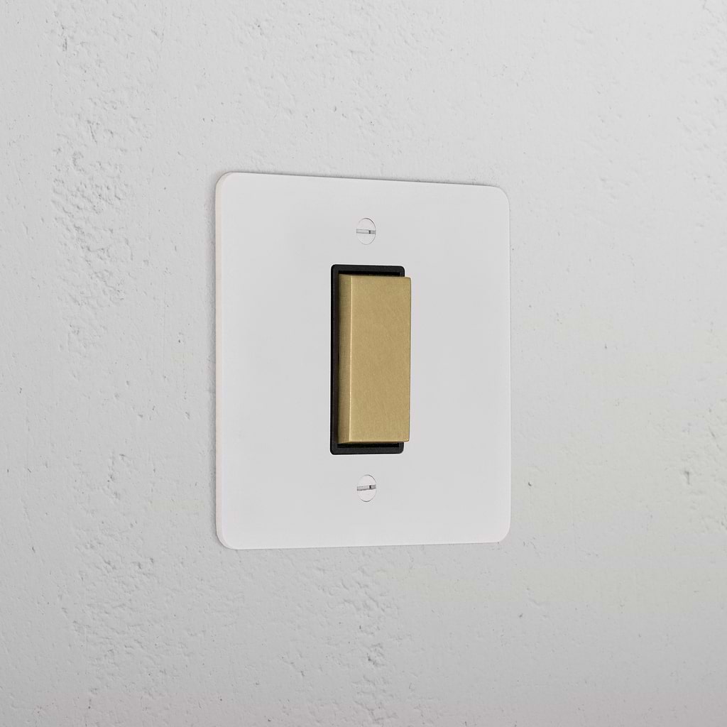 1G Centre Retractive Rocker Switch _ Paintable Antique Brass Black