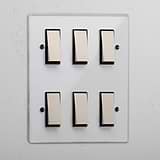 6G Two Way Rocker Switch - Clear Polished Nickel Black