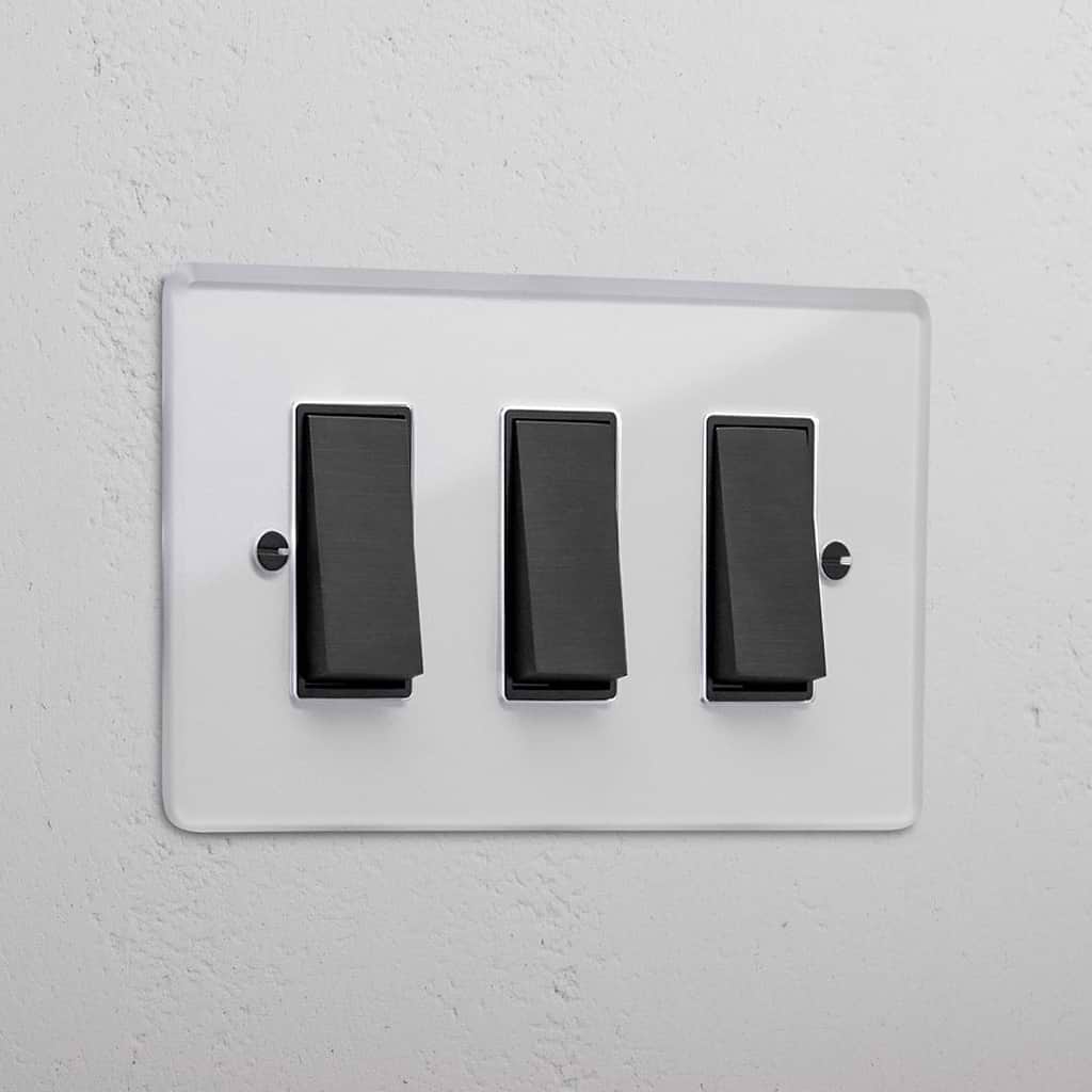 3G Two Way Rocker Switch - Clear Bronze Black