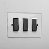 3G Two Way Rocker Switch - Clear Bronze Black