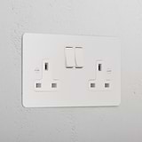 Double Socket UK _ Paintable White