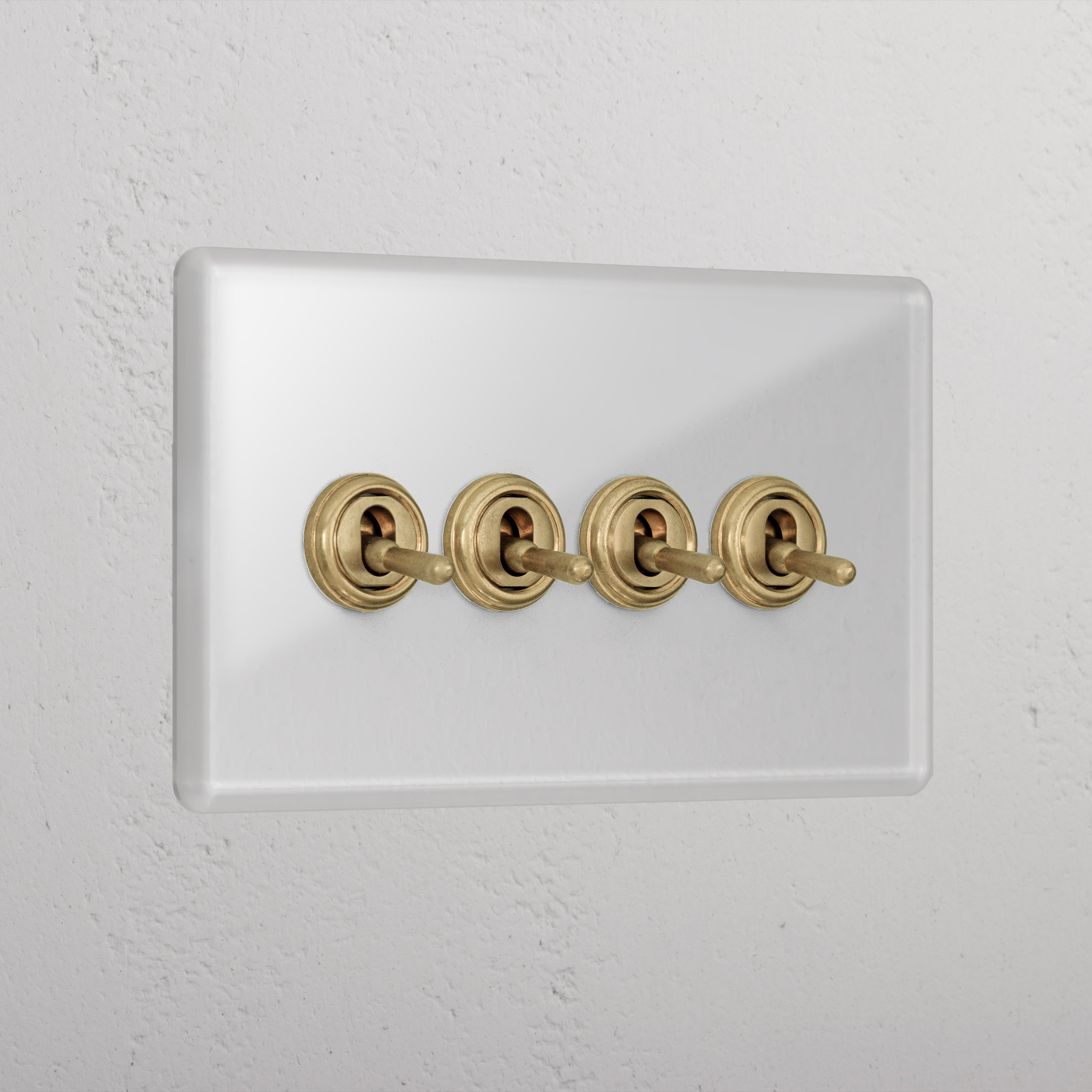 Clear Antique Brass 4 Gang 2 Way Premium Toggle Light Switch