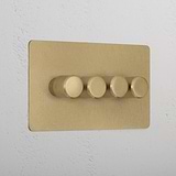 Designer Antique Brass 4 Gang 2 Way Dimmer Light Switch