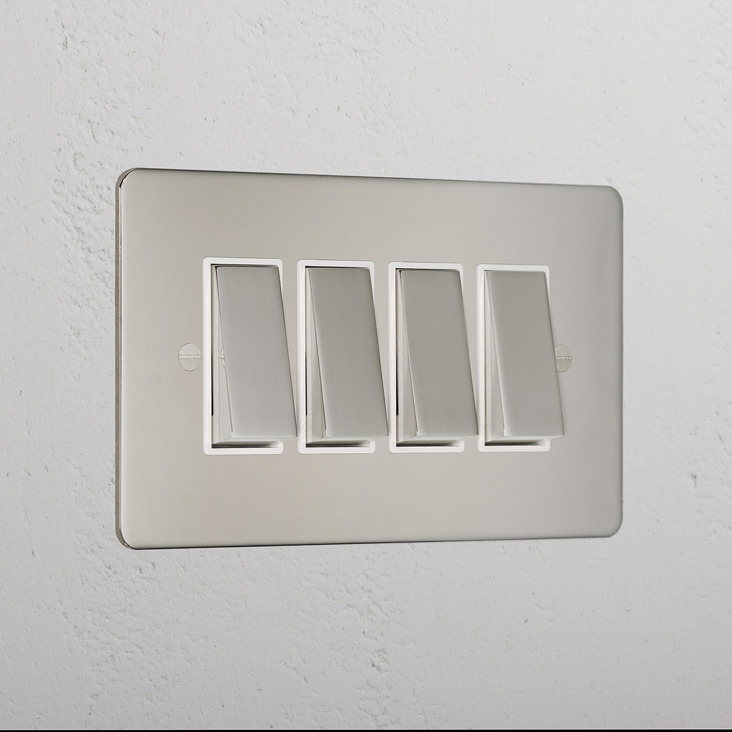 4G Two Way Rocker Switch - Polished Nickel White