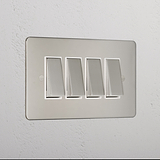 4G Two Way Rocker Switch - Polished Nickel White