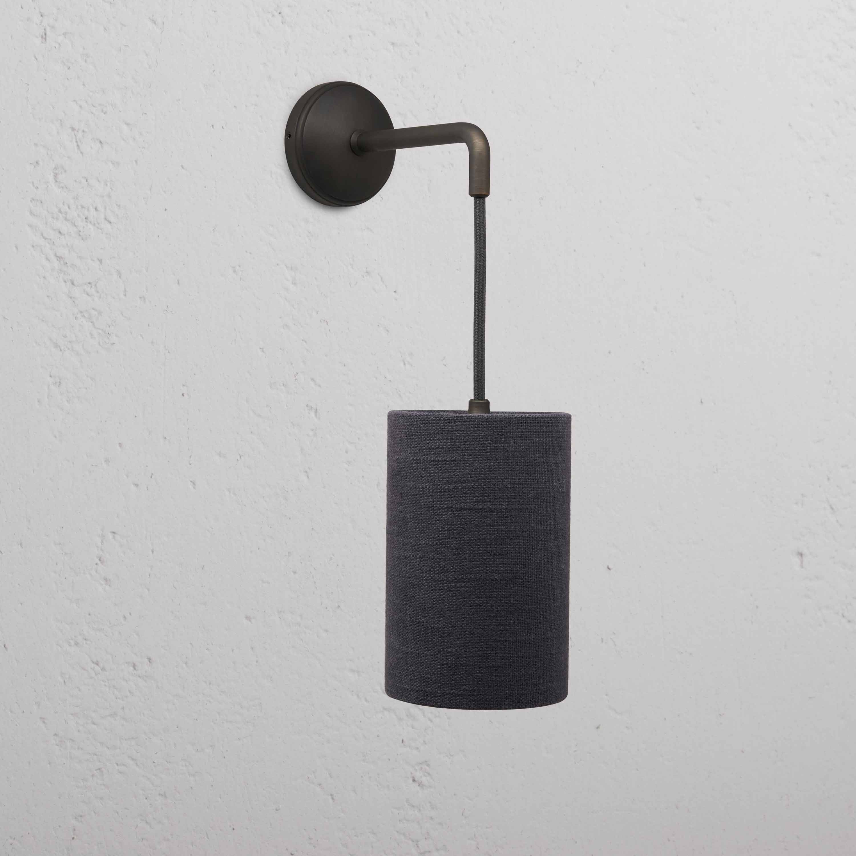 Solid Brass Hanging Wall Light With Linen Shade