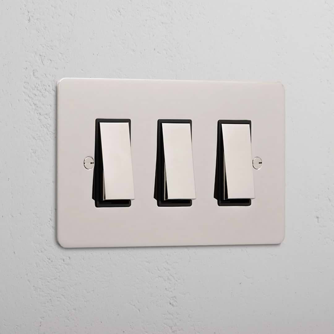 2wire Rocker Switch 3G Two Way Rocker Switch | Polished Nickel Black | Corston