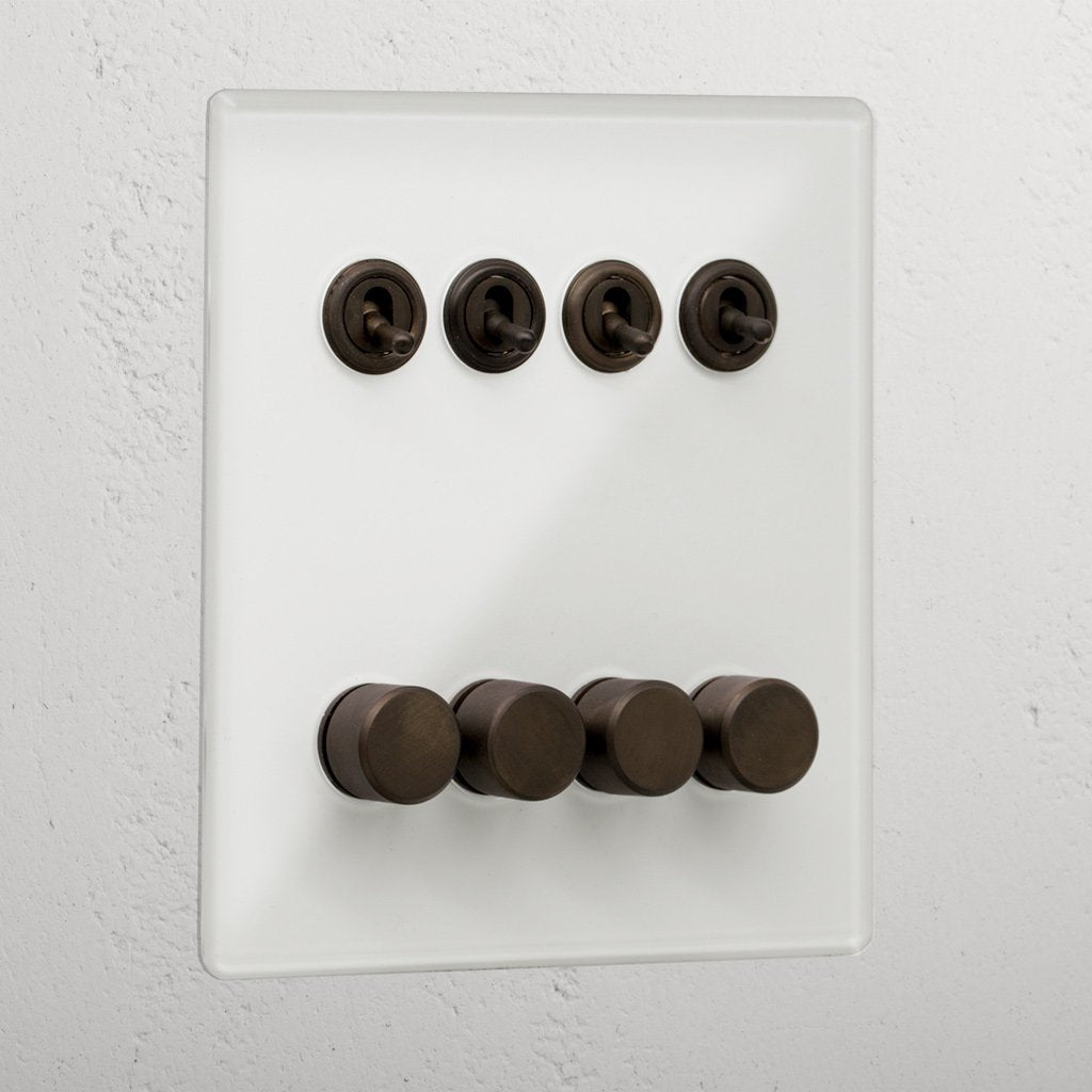 Clear Bronze 8 Gang Mixed Luxury Light Switch