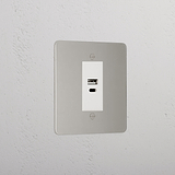 Luxury Polished Nickel Usb A+C Socket White