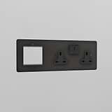 1G 50mm Module & Double Socket Uk Plate - Bronze Black