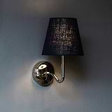 Malvern Medium Wall Light in Basalt Grey with polished nickel base and dark shade; sleek, modern lighting fixture.