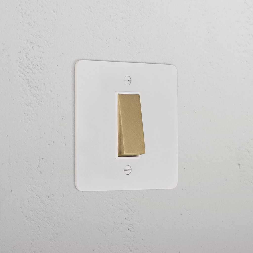 1G Double Pole Rocker Switch _ Paintable Antique Brass White