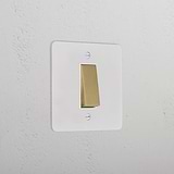 1G Double Pole Rocker Switch _ Paintable Antique Brass White