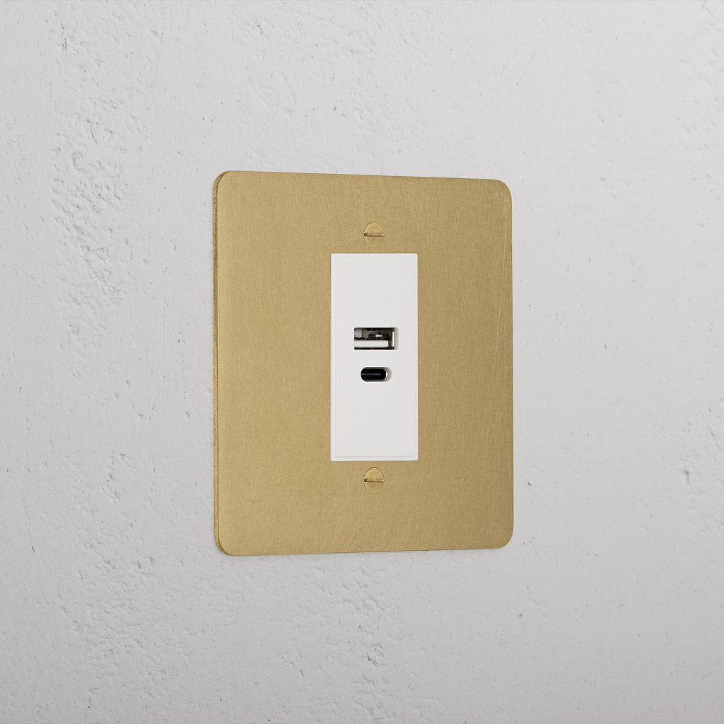 Luxury Antique Brass Usb A+C Socket White