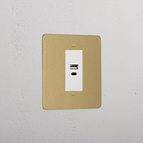 Luxury Antique Brass Usb A+C Socket White