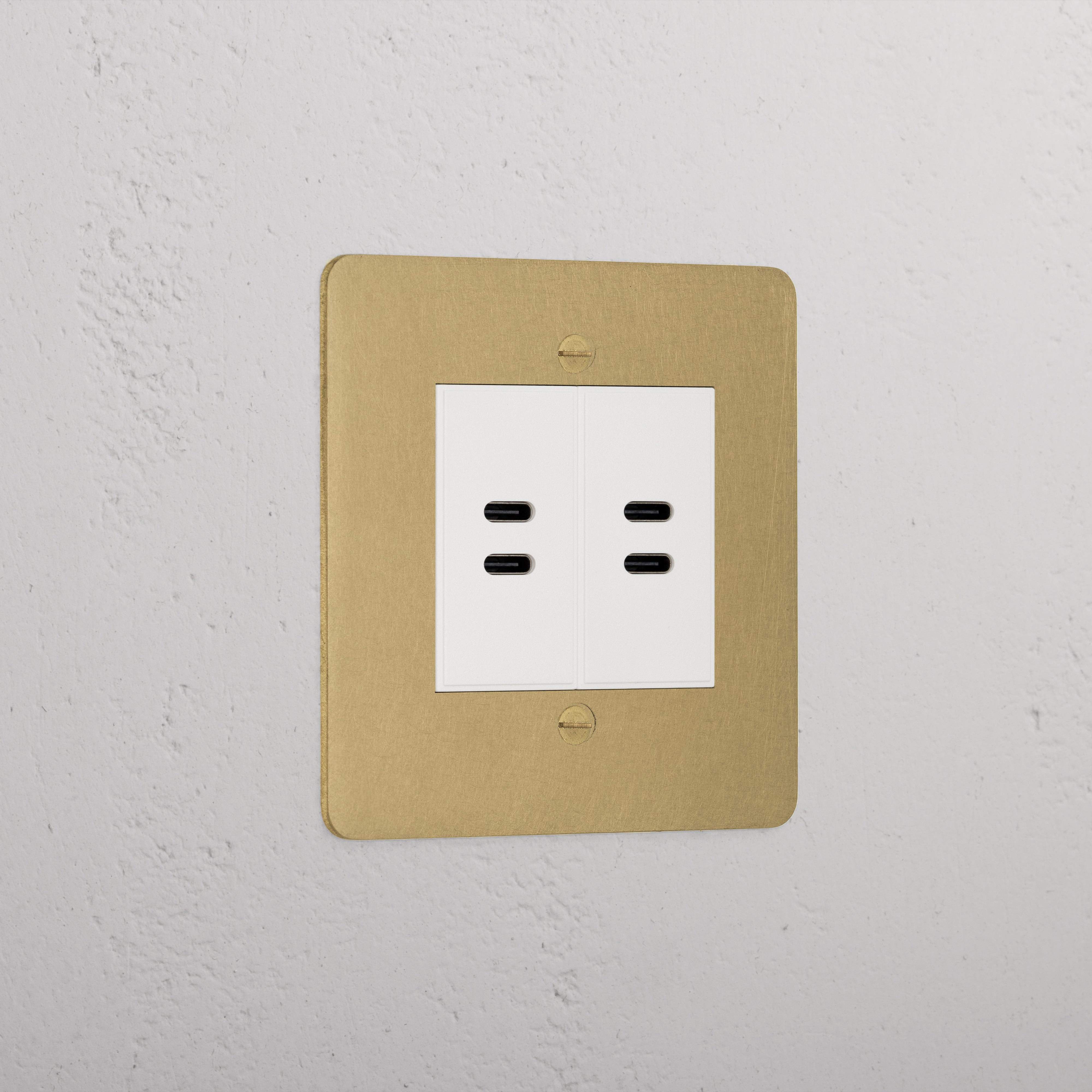 Premium Antique Brass 2x Usb C+C Socket White