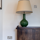 Polished Nickel White Single Socket UK on white wall; 1G Sockets & Modules for electrical use.