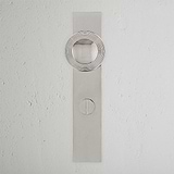 Poplar Long Plate Sprung Door Knob & Thumbturn in Polished Nickel finish, ideal for classic styled doors.