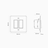 2G Two Way Rocker Switch - Clear Polished Nickel Black