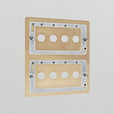 8G Switch Plate in antique brass finish for 8 switches; elegant brass switch plate design.