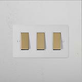 3G Two Way Rocker Switch in Paintable Antique Brass White, designed for stylish control in switches & dimmers.