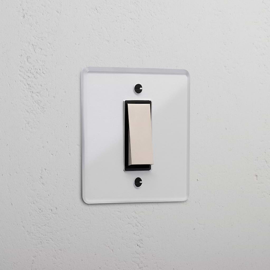 1G Retractive Rocker Switch - Clear Polished Nickel Black