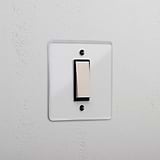 1G Retractive Rocker Switch - Clear Polished Nickel Black