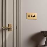 Harper Short Plate Sprung Door Handle - Antique Brass