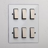 6G Two Way Rocker Switch - Clear Polished Nickel Black