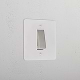 1G Double Pole Rocker Switch _ Paintable Polished Nickel White