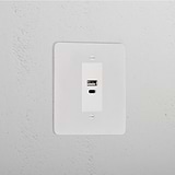 USB A+C Socket _ Paintable White