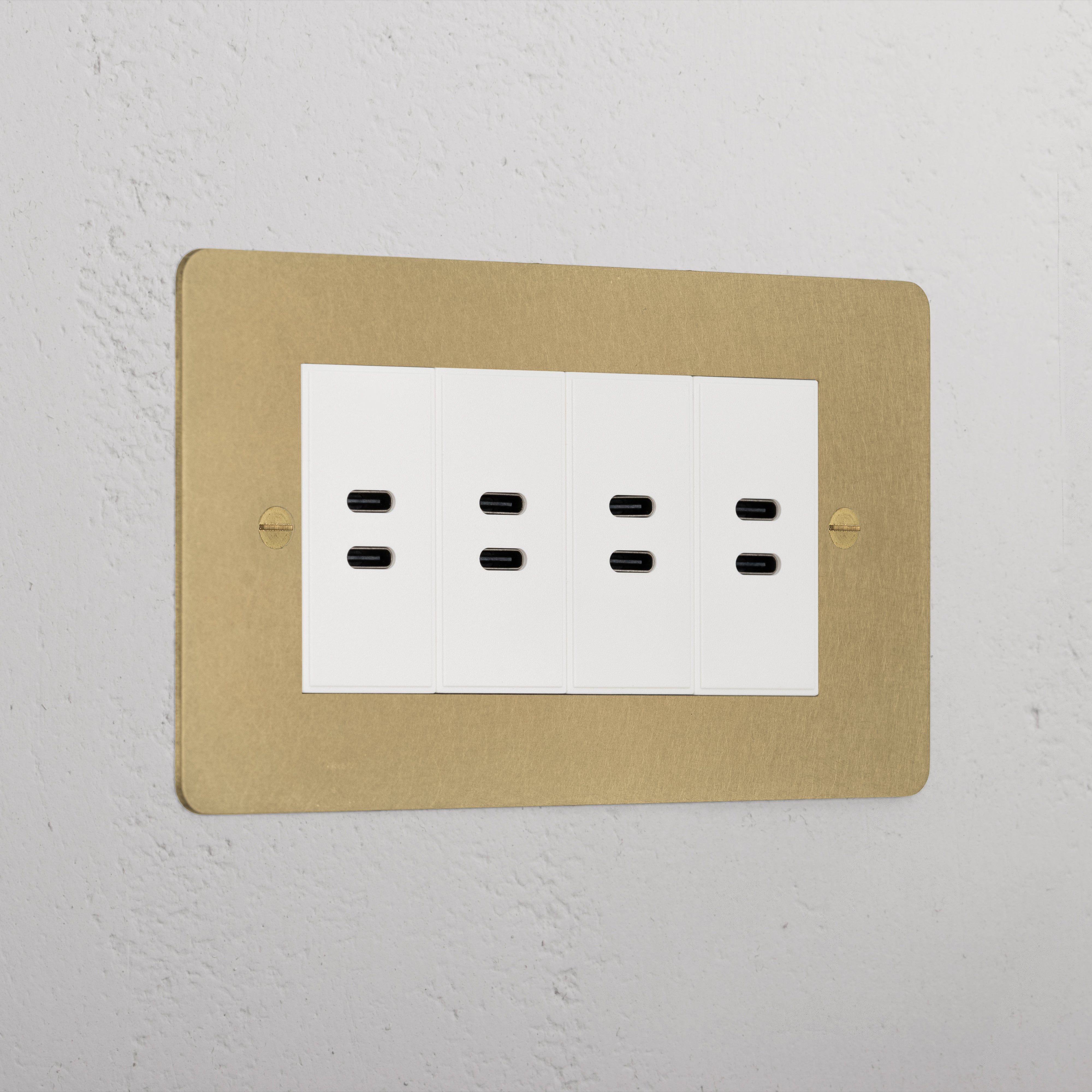 Designer Antique Brass 8x Usb-C Socket White