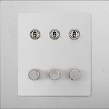 6G Mixed Switch 3T3D in paintable polished nickel finish, part of the 6G Switches & Dimmers collection.
