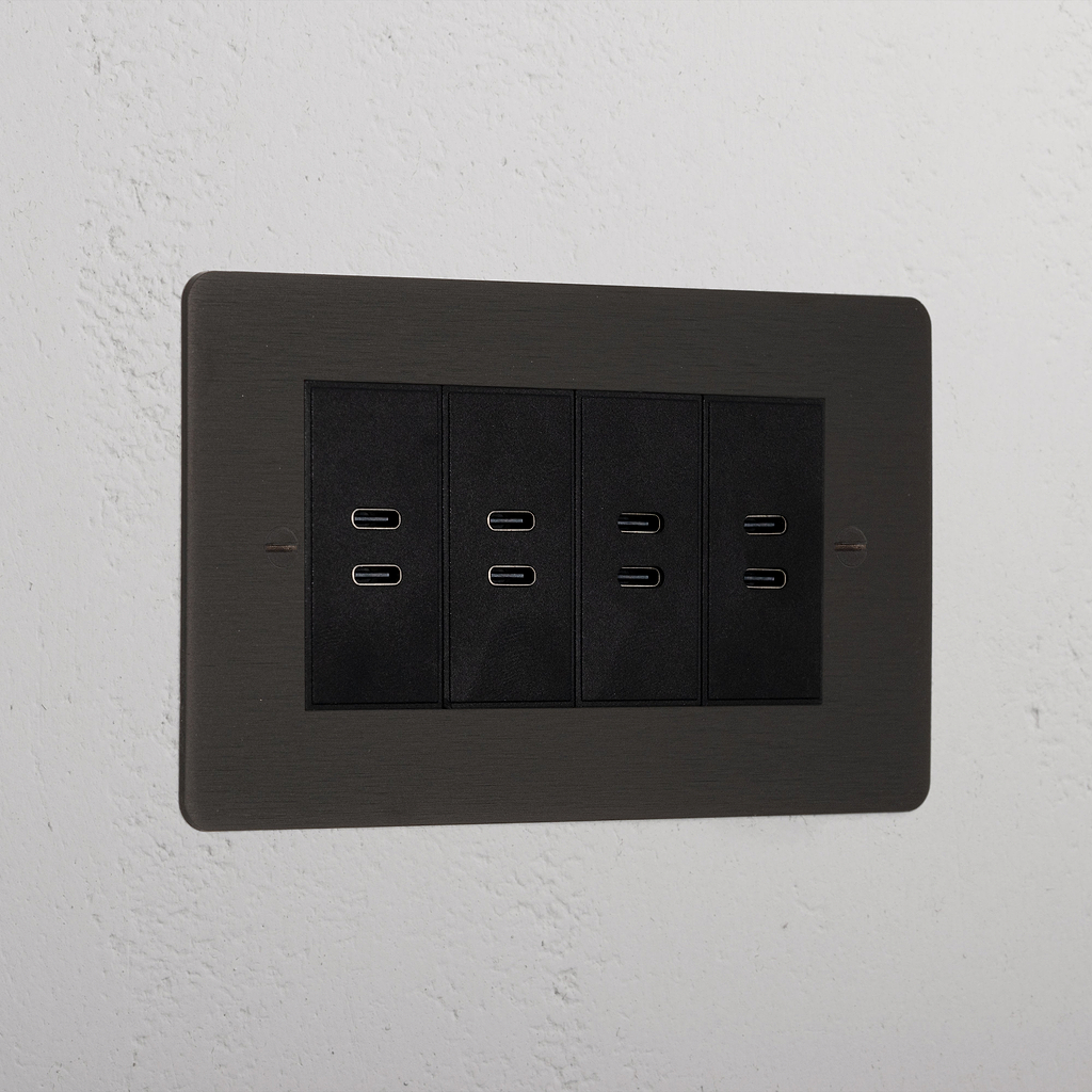 Bronze Premium 8x Usb-C Ports Socket Black