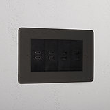 Bronze Premium 8x Usb-C Ports Socket Black