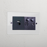 Clear Usb A+C Fast Charge And Tv Aerial Socket Black